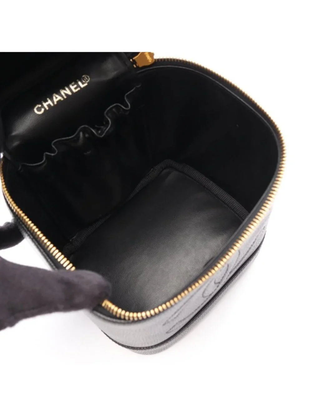 Chanel Handbag CC Logo Black Caviar Leather
